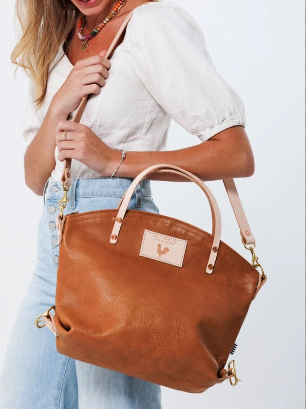 Meanwhile Back On The Farm Convertible Backpack 2.0. Leather Tote Crossbody New - Picture 3 of 11